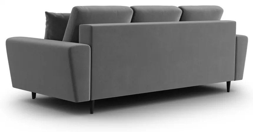 Jasnoszara aksamitna rozkładana/ze schowkiem sofa 235 cm Kyoto – Cosmopolitan Design
