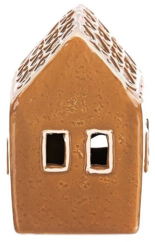 Ozdoby świąteczne Domek piernikowy II zoświetleniem LED, ceramika, 9 cm