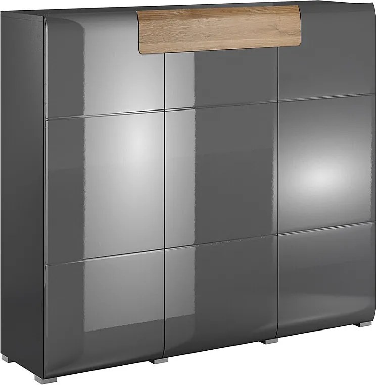 Komoda wysoka TOLEDO 3D1S antracyt połysk/dąb grandson