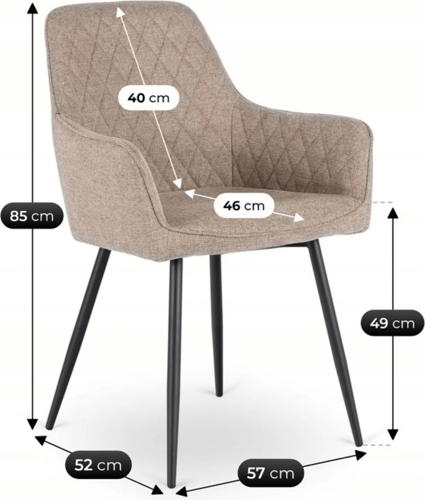 Krzesło Tapicerowane do Jadalni BRESSO 2 Beżowe Nowoczesne Loft