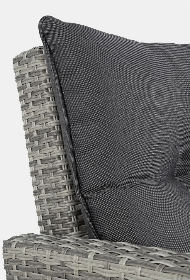 Szary zestaw mebli ogrodowych z imitacji rattanu dla 6 osób Ariel – Bizzotto
