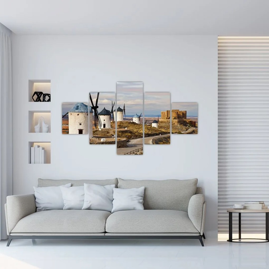 Obraz - Wiatraki Consuegra, Hiszpania (125x70 cm)