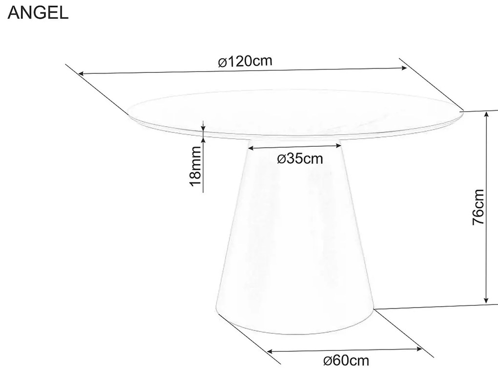 Okrągły stół jadalniany ANGEL 120x120 cm, dekor dąb