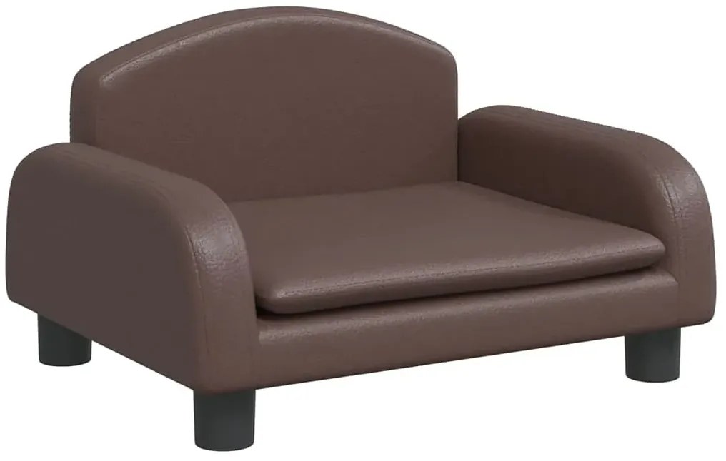 Brązowa sofa dla chłopca ze sztucznej skóry A1-N22