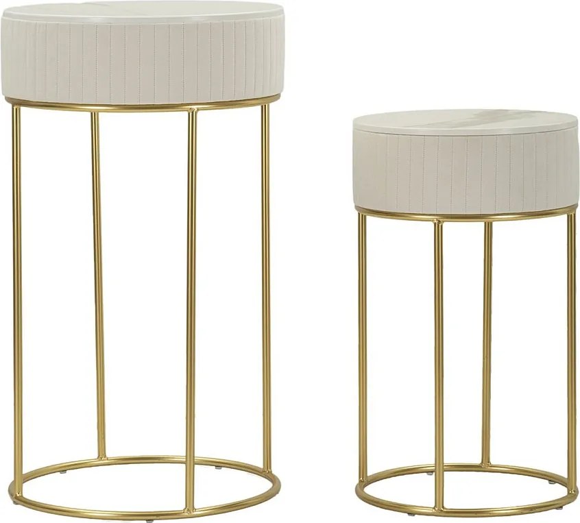 Zestaw Stolików Pomocniczych VKH772, Beżowy, 50x50x90 cm, Kendra Home