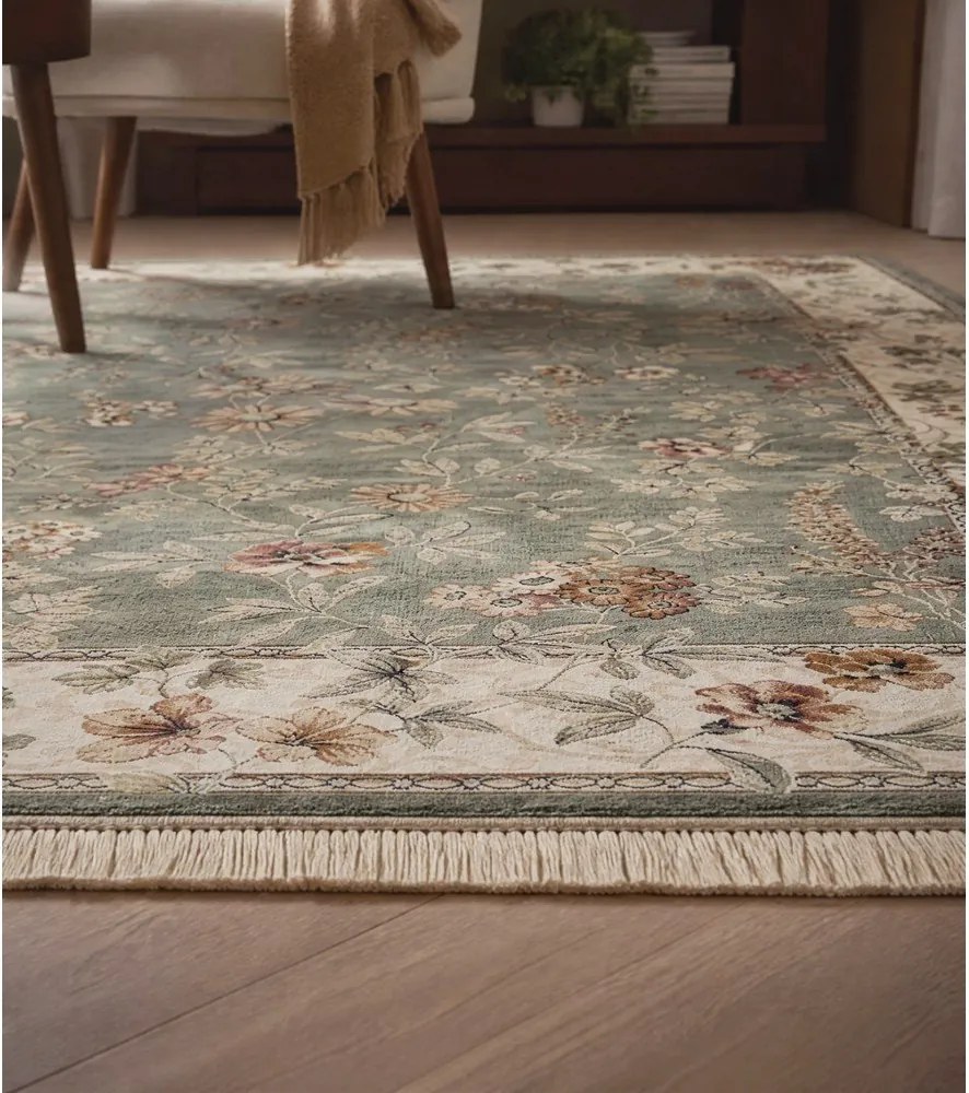 Zielono-kremowy dywan z wiskozy 160x230 cm Oriental – Nouristan