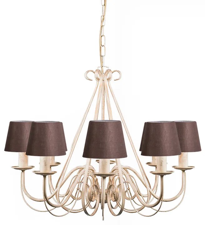 Kandelabr beżowy 60 cm z brązowymi kloszami - Giuseppe