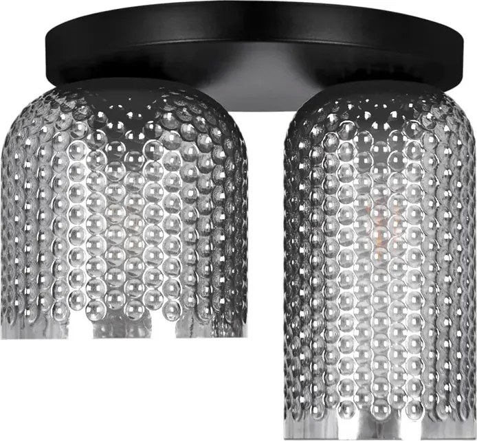 Sufitowa lampa z dwoma ryflowanymi grafitowymi kloszami C7-A97