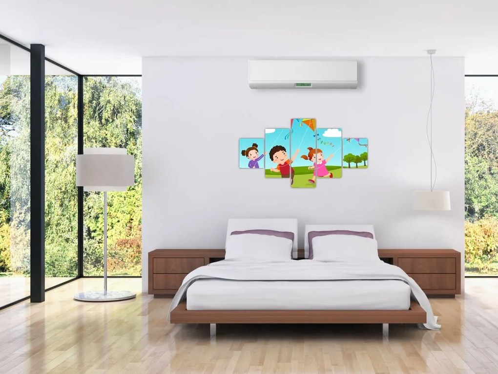 Obraz - Dzieci latają latawcem (125x70 cm)