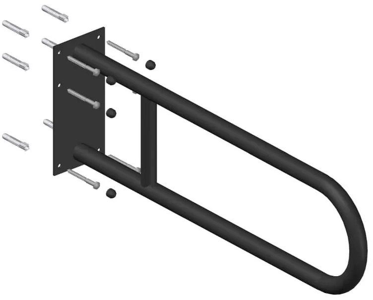 Uchwyt łazienkowy półokrągły stały srebrny