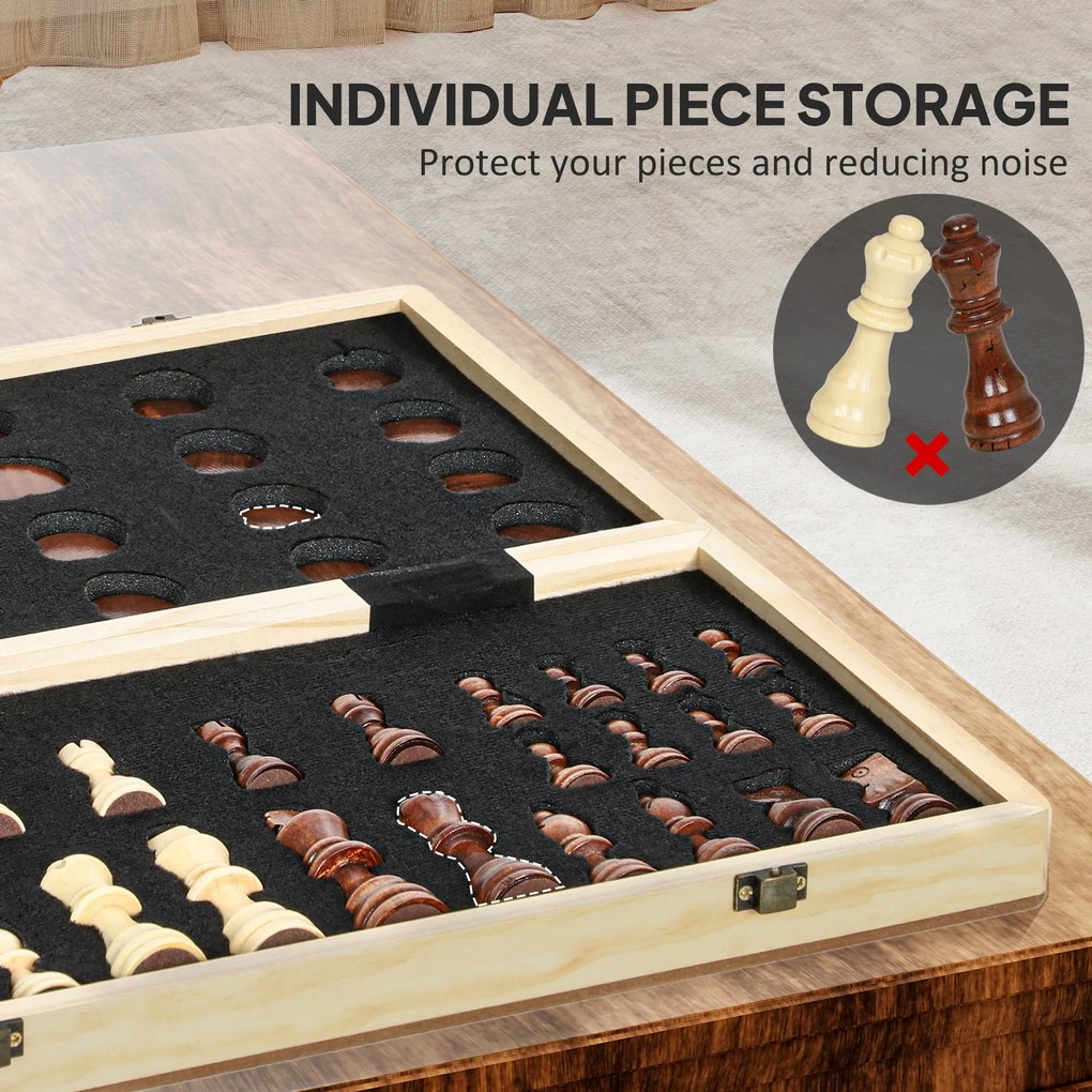 SPORTNOW Składany zestaw gier, szachy i warcaby, kompaktowa walizka, orzech włoski, akcesoria