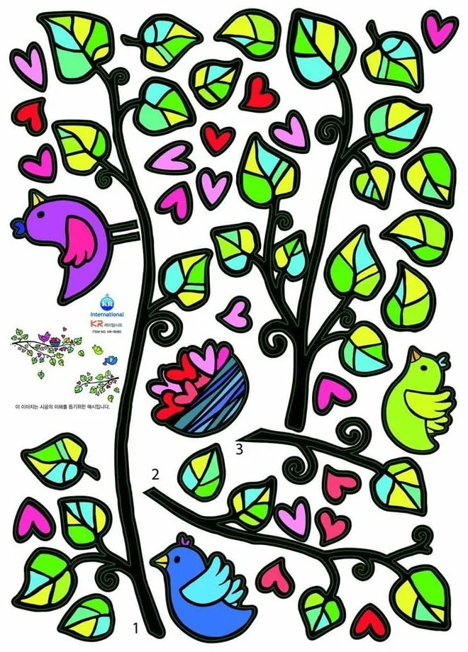Zestaw naklejek Fanastick Birds And Hearts