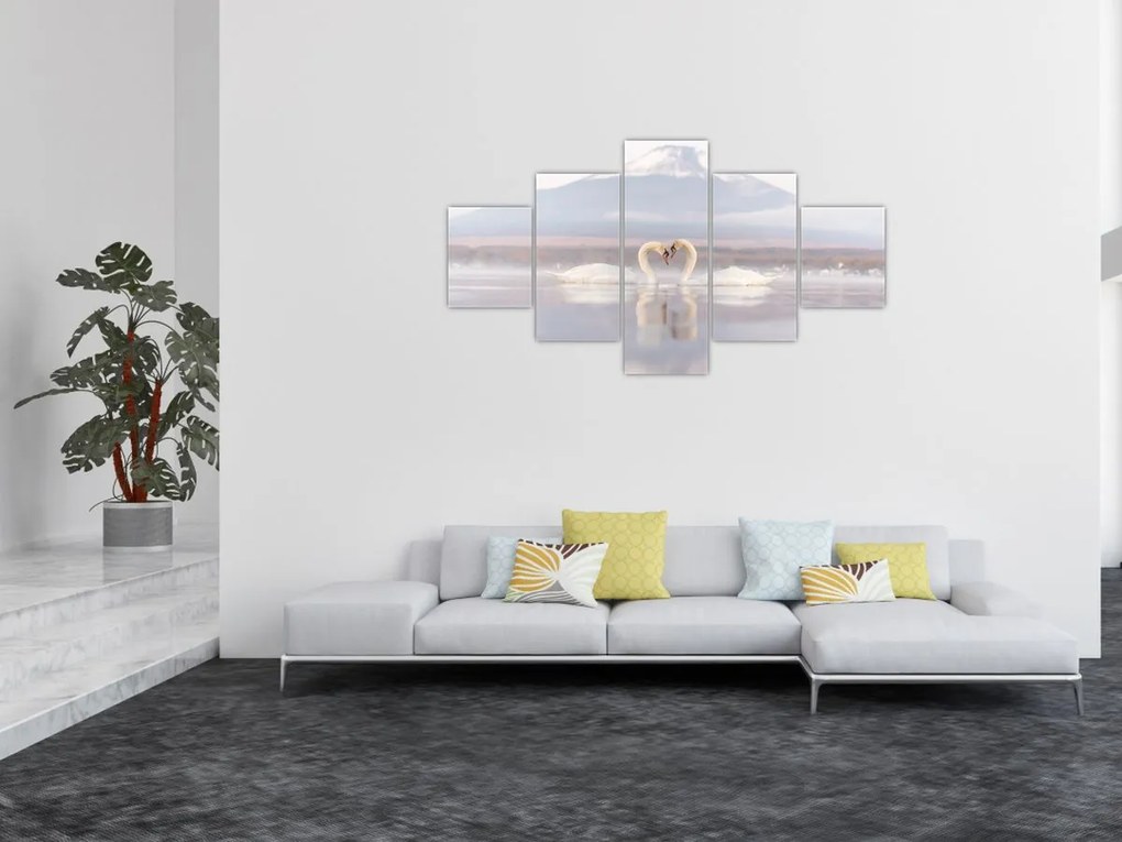 Obraz - Zakochane łabędzie (125x70 cm)