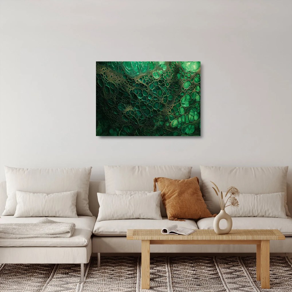 Obraz na szkle - Zielony mikroskopowy obraz (70x50 cm)