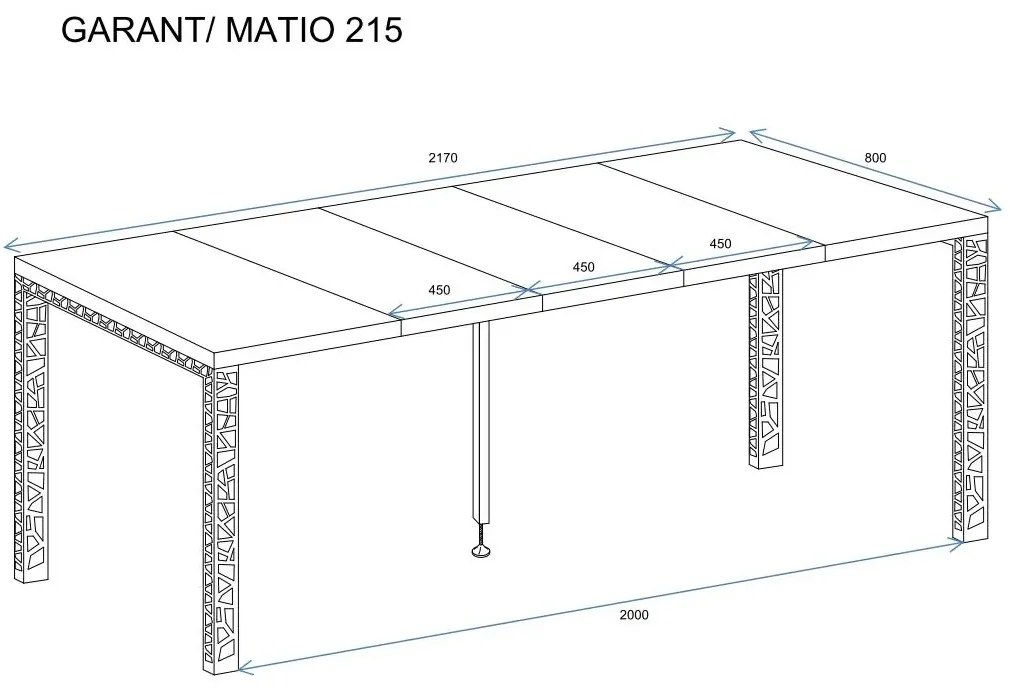 Stół rozkładany GARANT 80(215)x80 beton ciemny ENDO