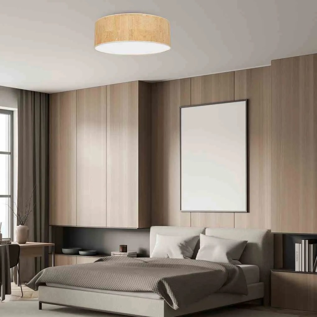 Lampa sufitowa korek, okrągła, biała CORK White/Cork 3xE27 Ø60cm