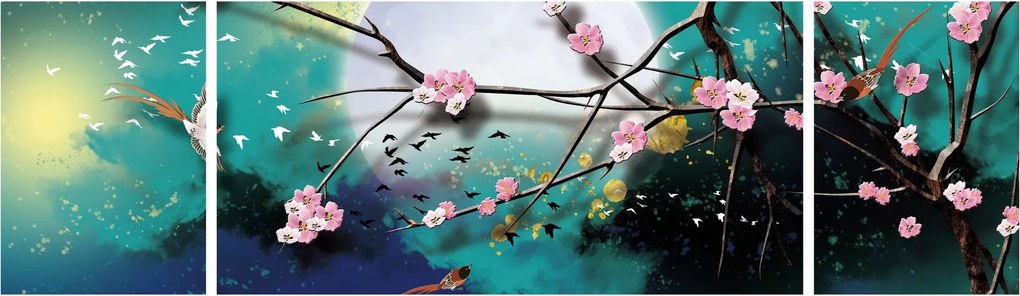 Obraz - Drzewo, grafika (170x50 cm)