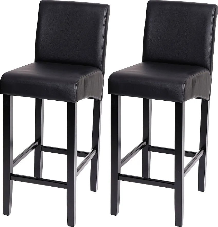 Stołek barowy MCW-C33 (zestaw 2 szt.),  czarny mat, ciemne nogi, imitacja skóry