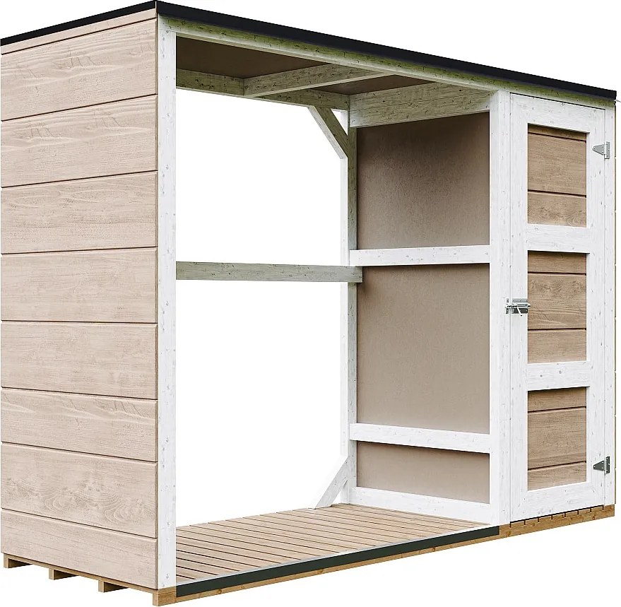 Zewnętrzny schowek na drewno opałowe - 75 x 217 x H159 cm - 1,09+0.53 m² - schowek na drewno i narzędzia - M981-TERRA BROWN