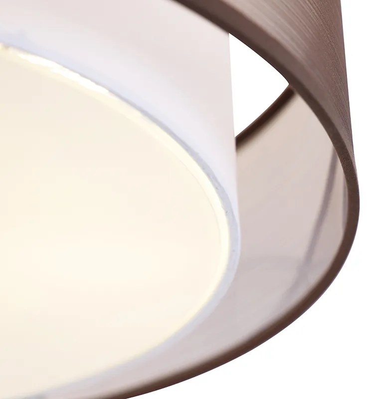 Nowoczesna lampa sufitowa brązowa i biała 50 cm 3-światła - Drum Duo Nowoczesny Oswietlenie wewnetrzne