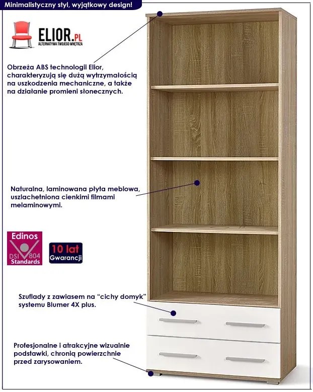 Regał w kolorze biały, dąb sonoma - Kaloe C4