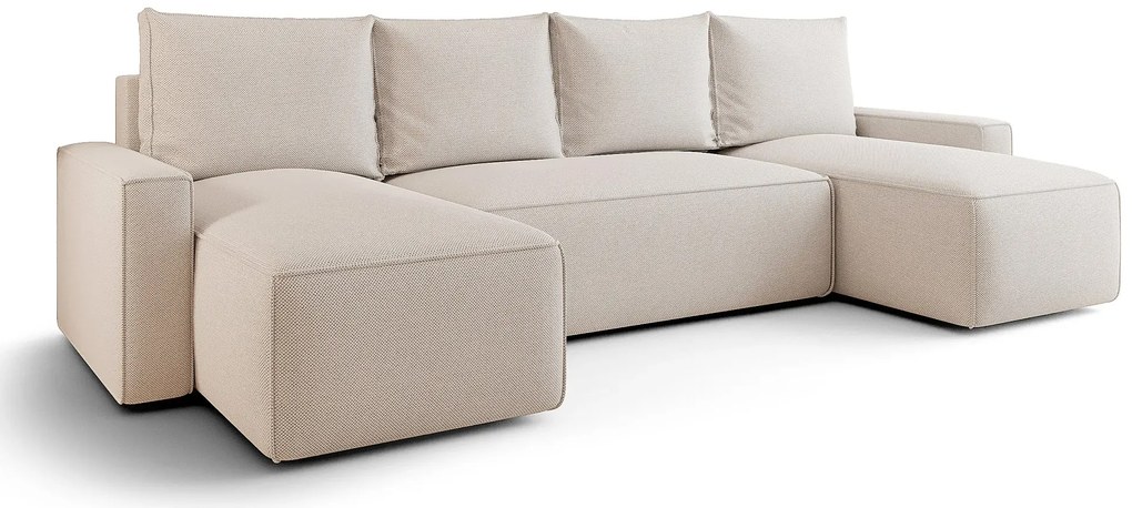 Kremowy rozkładany narożnik U z funkcją spania - Meltix 3X