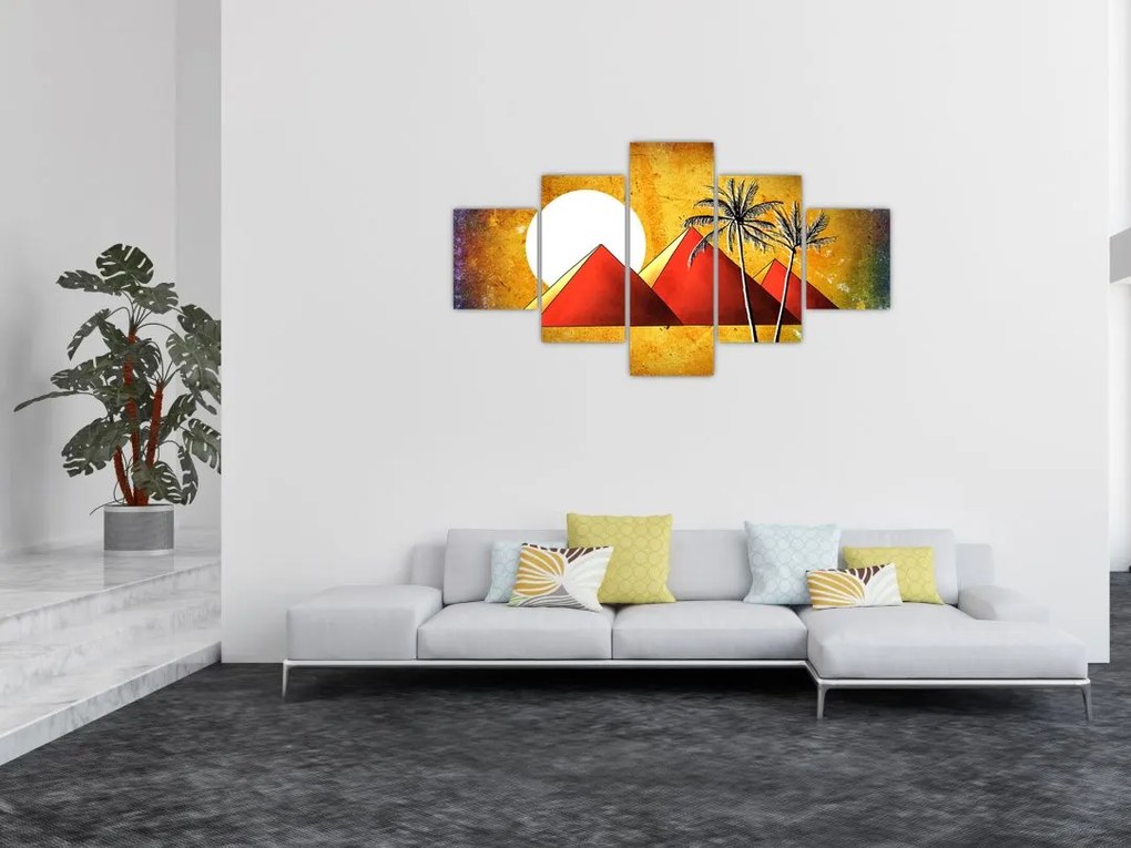 Obraz malowanych egipskich piramid (125x70 cm)