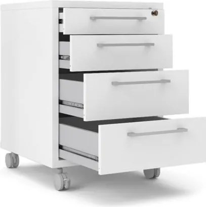 Kontenerek 4-szufladowy na kółkach Prima 4 biały