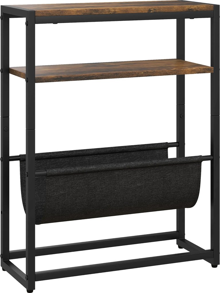 HOMCOM Stolik boczny, stolik kawowy z 3-stopniowymi półkami, półka na czasopisma w kształcie V 43 x 18 x 56 cm, rustykalny brąz | Aosom PL
