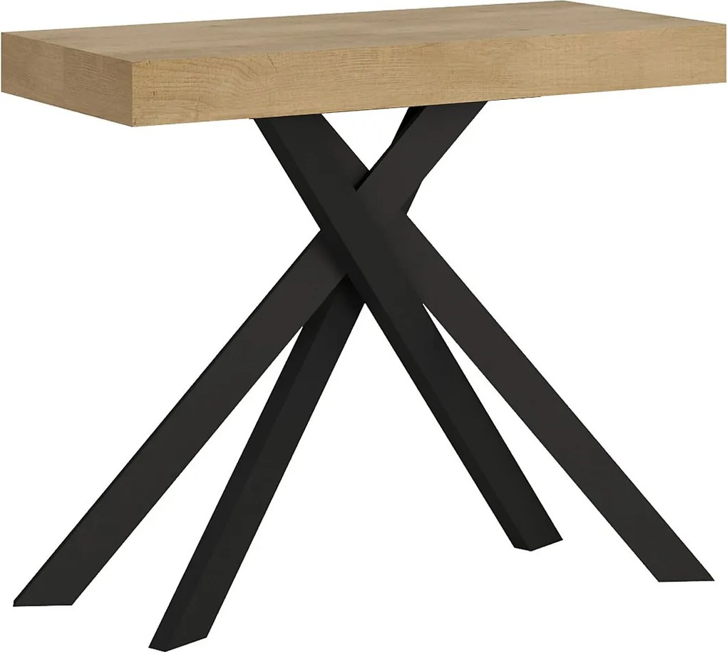 Konsola rozkładana 90x40/300 cm Krack dąb naturalny nogi w kolorze antracytu