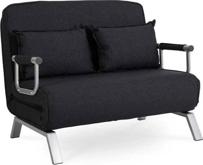 Fotel Rozkładany Dwuosobowy BART 2 Wypoczynkowy Czarny do Spania Leżanka Nowoczesny