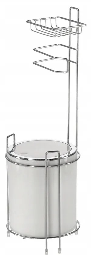 Uchwyt na papier toaletowy z koszem na śmieci, biały