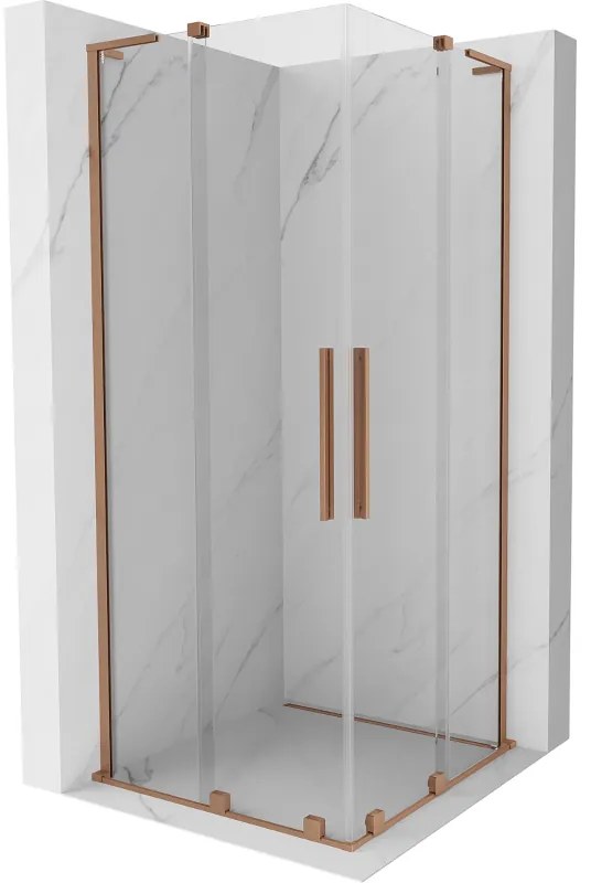 Mexen Velar L Duo kabina prysznicowa rozsuwana 90 x 90 cm, transparent, miedź szczotkowana - 871-090-090-02-03-65