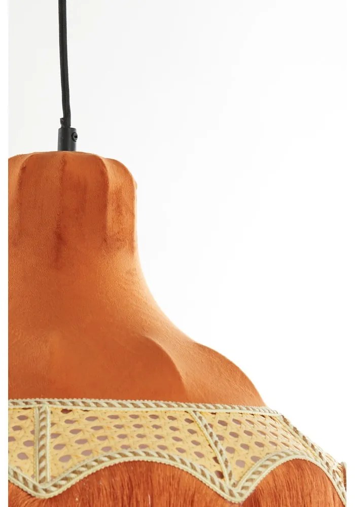 Pomarańczowa lampa wisząca z tekstylnym kloszem ø 40 cm Mizia – Light & Living