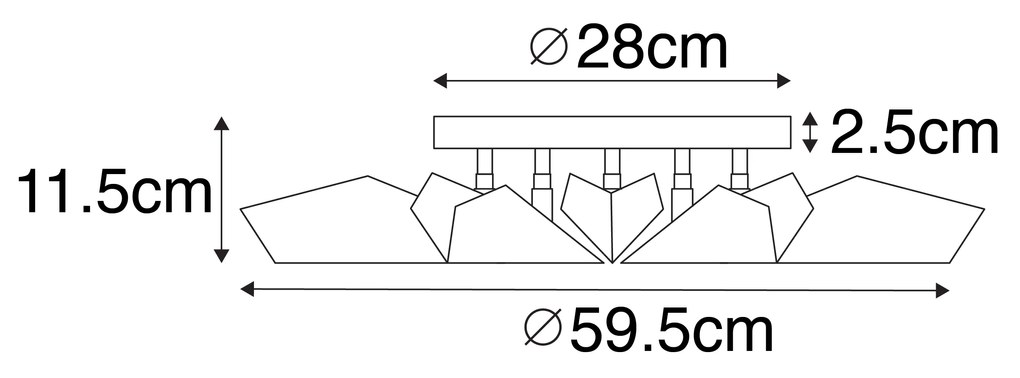 Designerska lampa sufitowa czarna ze złotem 5-świateł - Sinem