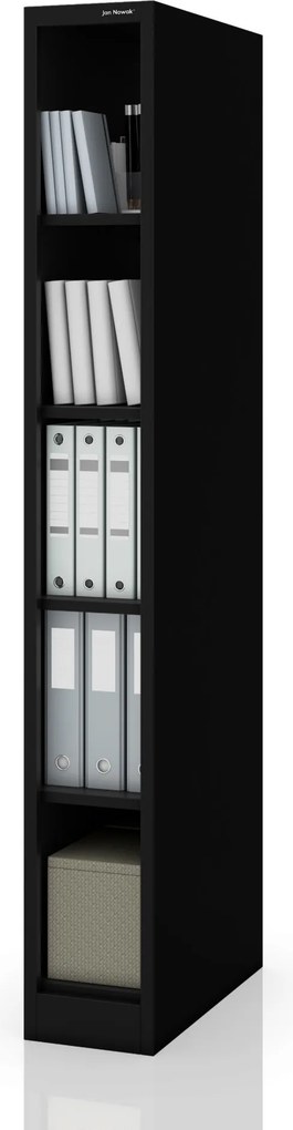 Regał metalowy wąski, archiwizacyjny na dokumenty czarny, 250x1850x600 mm: TIM