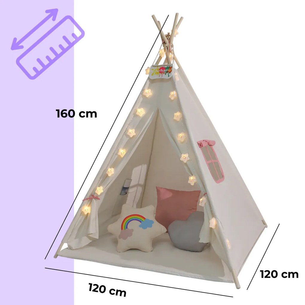 Jurhan Namiot tipi JULIA, 160x120x120cm, beżowo/różowa