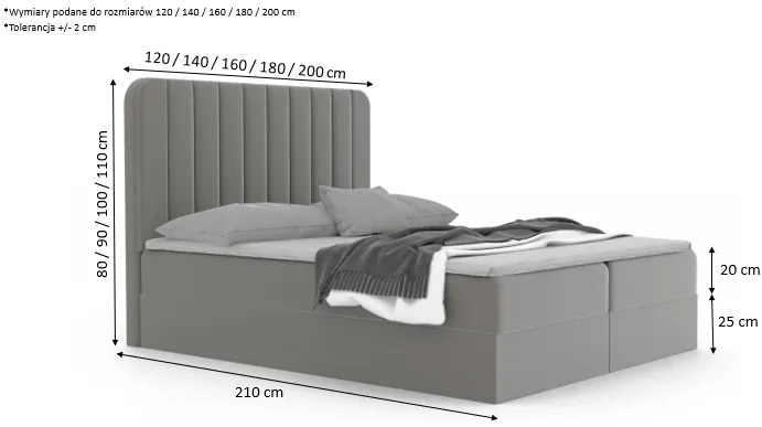 Łóżko kontynentalne MAJA2 - 200x200