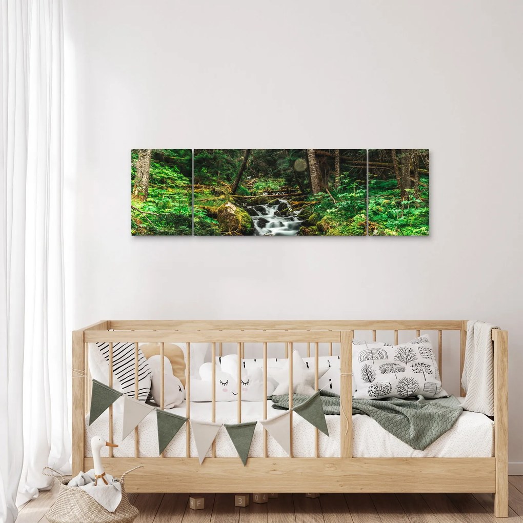 Obraz strumienia w lesie (170x50 cm)