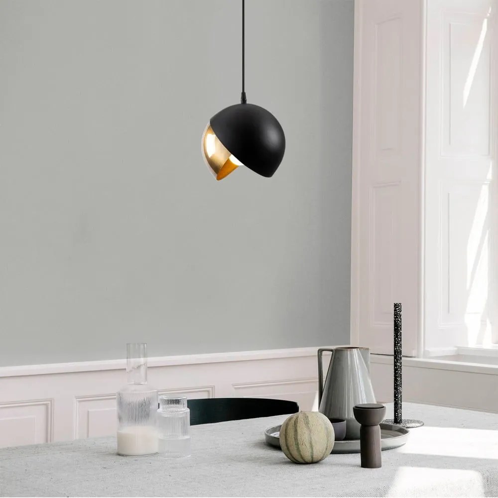 Lampa wisząca w czarno-złotym kolorze z metalowym kloszem ø 20 cm Berceste – Opviq lights