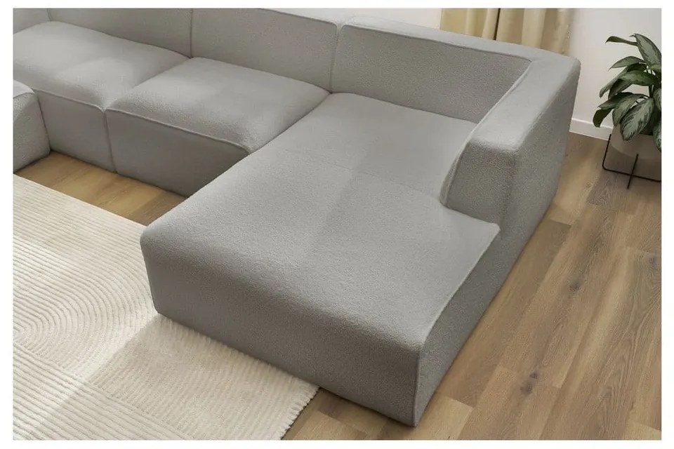 Jasnoszary narożnik modułowy z materiału bouclé (lewostronny/w kształcie litery U) Megeve – Bobochic Paris