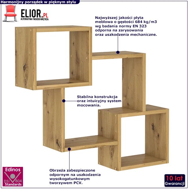 Wisząca Półka Na Książki W Kolorze Dąb Artisan F8-L69