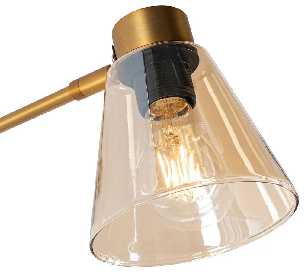 Lampa ścienna w stylu art deco brązowa z marmurem i bursztynowym szkłem - Nina ArtDeco Oswietlenie wewnetrzne