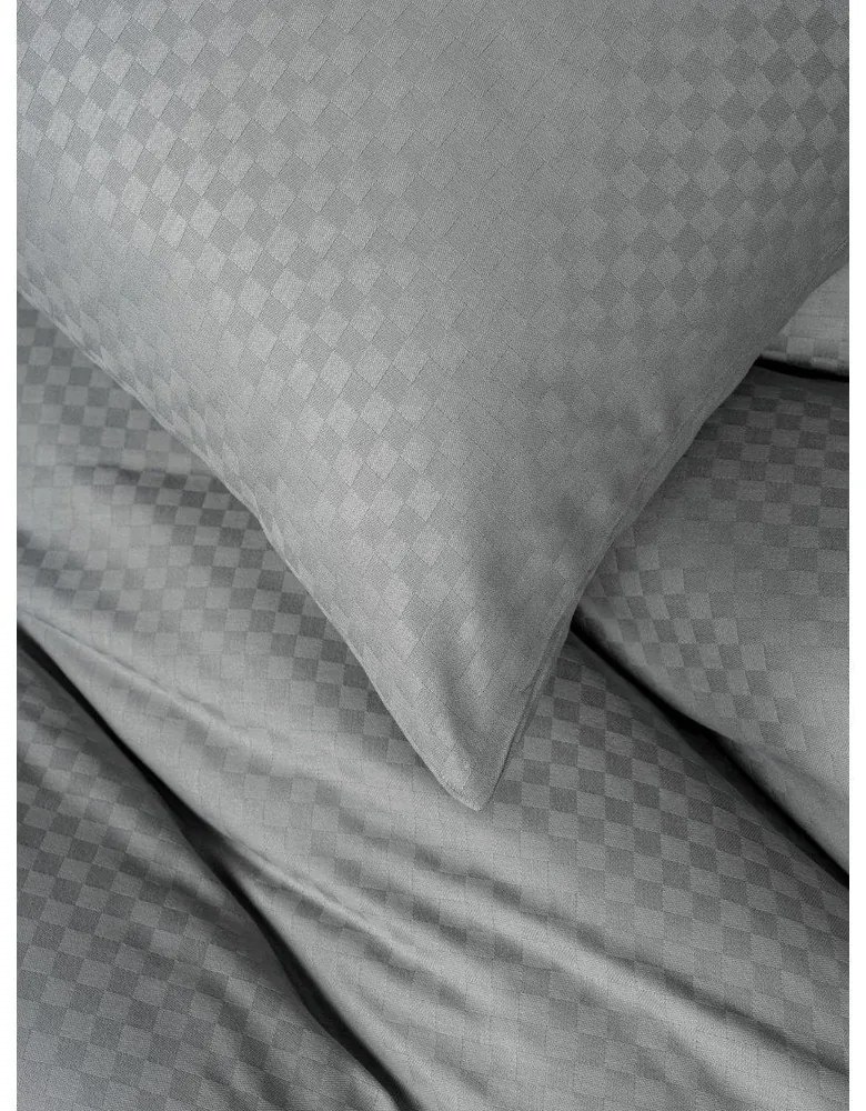 Szara pościel jednoosobowa z bawełny renforcé 140x200 cm Checkered – Mila Home Luxury