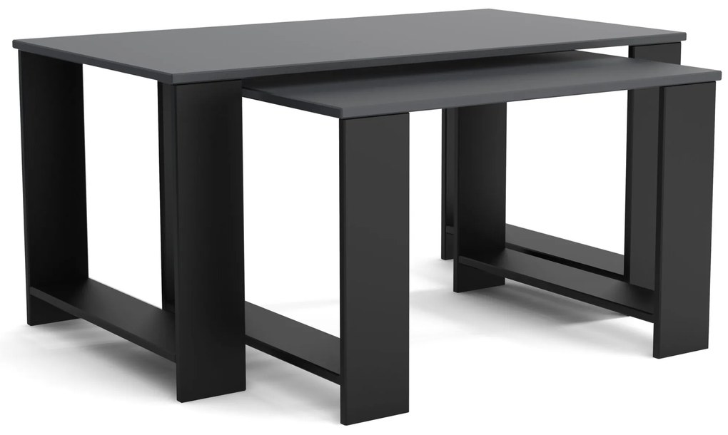 Stoliki kawowe ZESTAW STOLIKÓW 90+65cm MORI Czarny/Antracyt