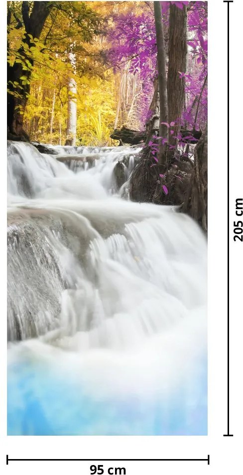 Fototapeta na drzwi - Erawan, wodospad w lesie (95x205cm)