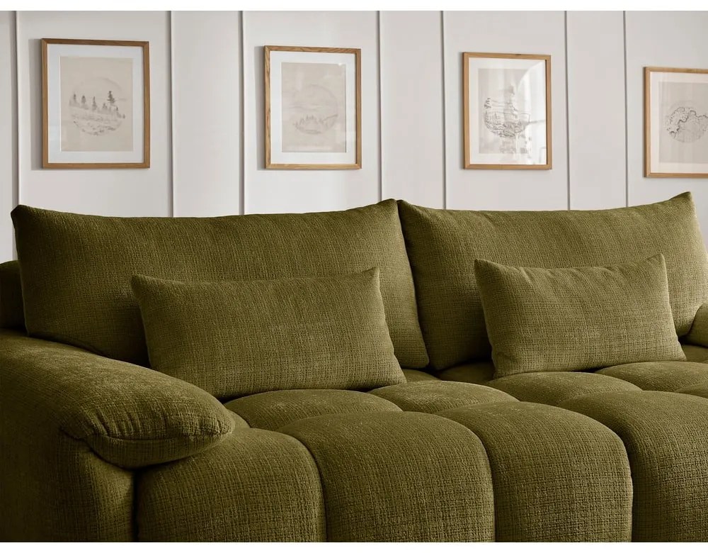 Zielona sofa z tkaniny szenilowej 264 cm Ivane – Bobochic Paris