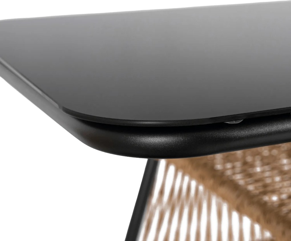 Zestaw Mebli Ogrodowych TRISTE Stolik i 2x Krzesło Brązowy/Czarny Rattan Nowoczesny