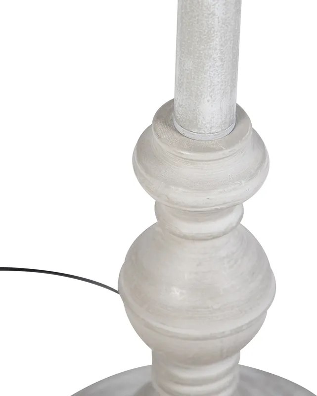 Rustykalna lampa podłogowa szara z białym plisowanym kloszem - Classico