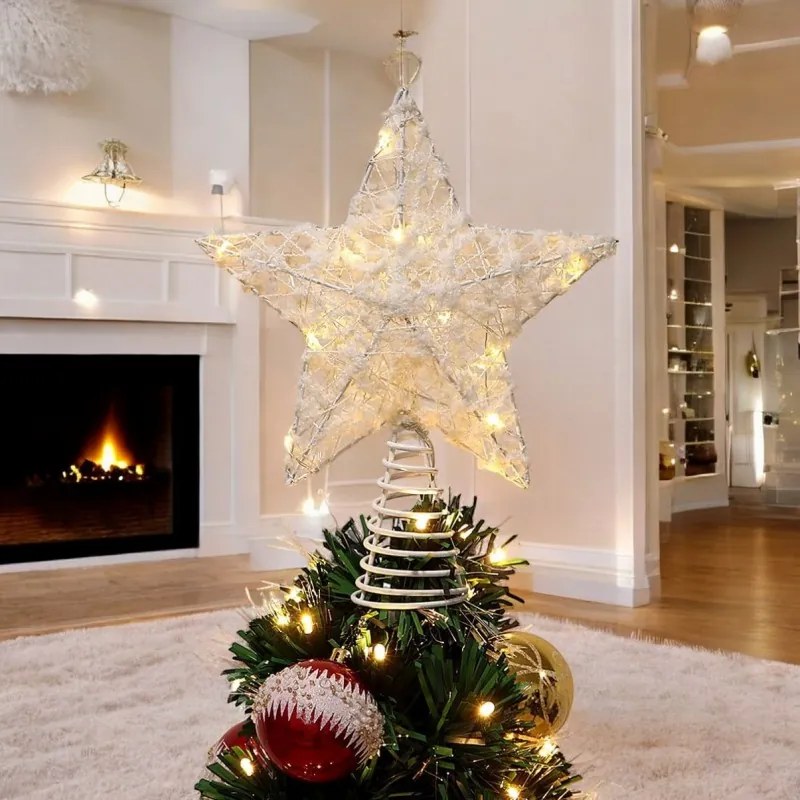 LED świetlna gwiazda na choinkę WHITE STAR 25 cm, biała